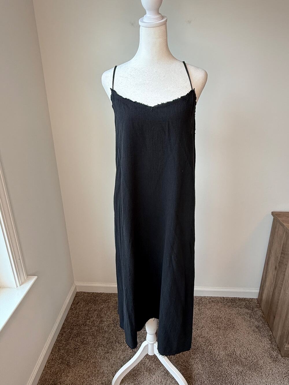 ATM Anthony Thomas Melillo Black Cotton Gauze Maxi Slip Dress